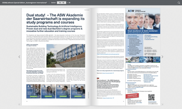 Dual study! – The ASW Akademie der Saarwirtschaft is expanding its study programs and courses  Sustainable Building Technology & Artificial Intelligence.  Proven dual and new dual Bachelor’s degree programs & innovative further education and training courses
