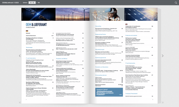 Blick in den Inhalt der aktuellen Digitalausgabe OEM&Lieferant, Ausgabe I/2025