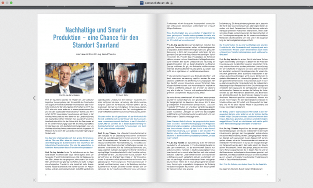 Nachhaltige und Smarte  Produktion – eine Chance für den  Standort Saarland