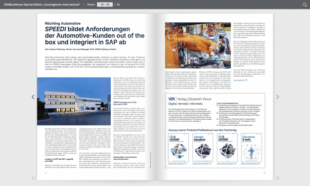 Röchling Automotive SPEEDI bildet Anforderungen der Automotive-Kunden out of the box und integriert in SAP ab