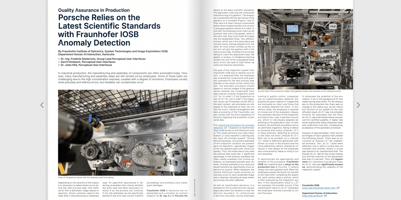 Porsche Relies on the Latest Scientific Standards with Fraunhofer IOSB Anomaly Detection