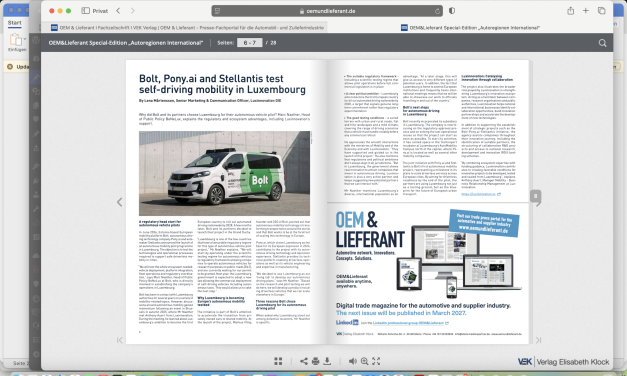 Bolt, Pony.ai and Stellantis test self-driving mobility in Luxembourg – Article by Lena Mårtensson, Senior Marketing & Communication Officer, Luxinnovation GIE