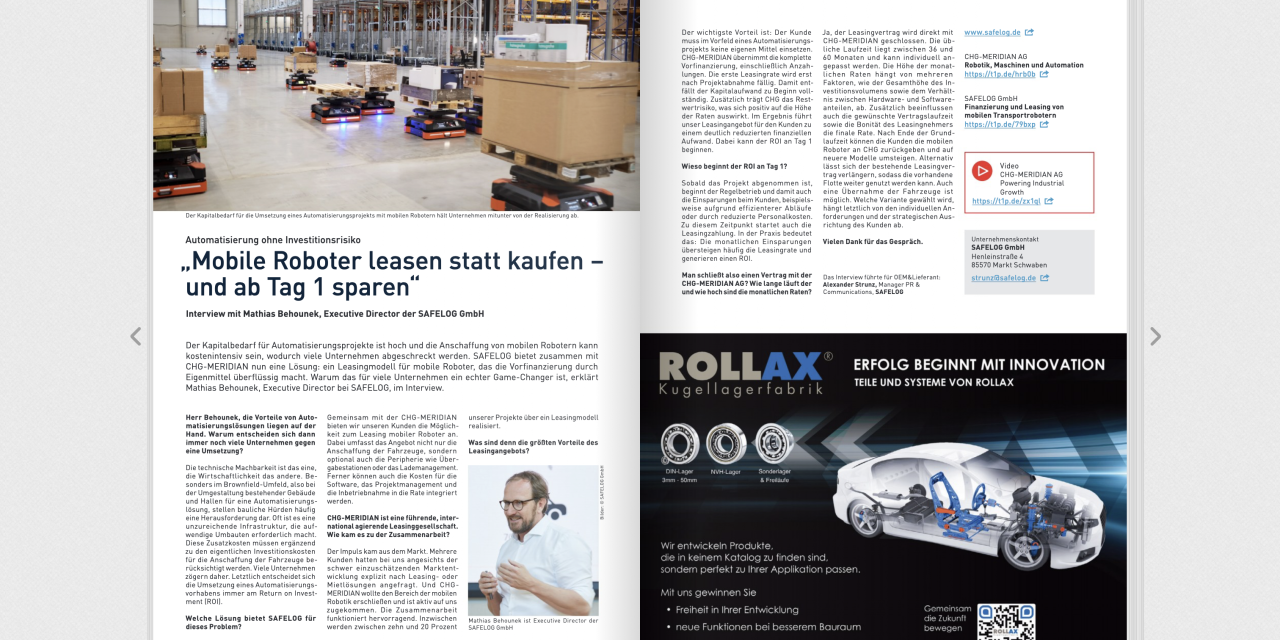 Automatisierung ohne Investitionsrisiko – „Mobile Roboter leasen statt kaufen – und ab Tag 1 sparen“