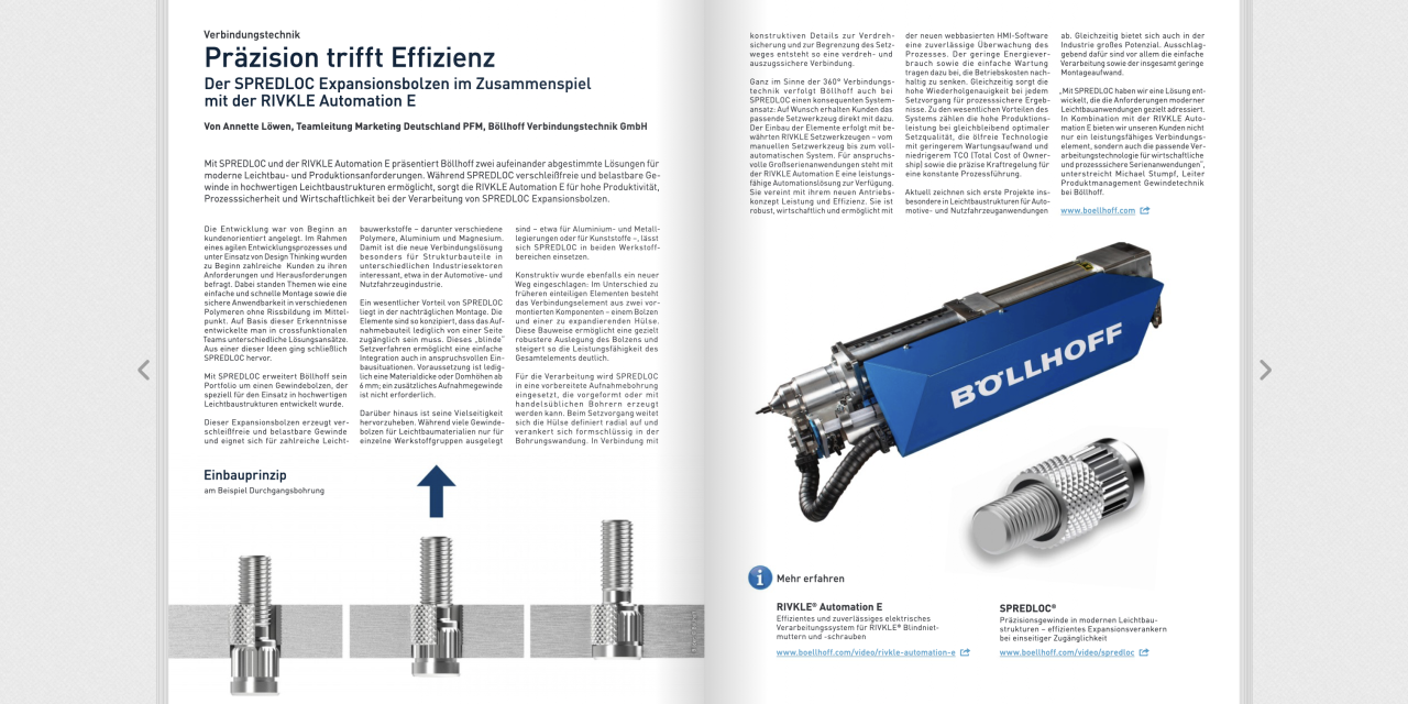 Präzision trifft Effizienz Der SPREDLOC Expansionsbolzen im Zusammenspiel mit der RIVKLE Automation E